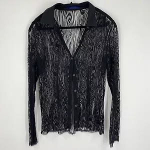 Sharon Wauchob Damen Langarmshirt schwarz Spitze geknöpft vorne Größe M/L - Bild 1 von 3