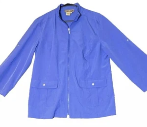 Peck & Peck Weekend Jacke Damen Größe Large blau durchgehender Reißverschluss Stehkragen Taschen - Bild 1 von 10