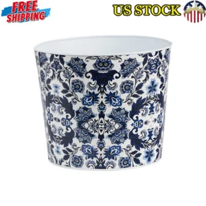 12 in Hand-Painted Round Metal Planter Indoor Decorative Use No Drainage Holes - Picture 1 of 4