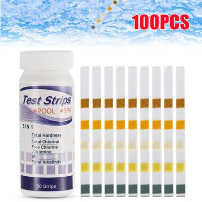 100Pcs 5 IN 1 Pool Teststreifen Wasser Schwimmbad Messung Alkalinität PH Chlor - Bild 1 von 4