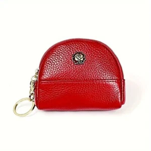 RED Soft Genuine Leather Womens Coin Purse Change Card Holder Small Wallet Gift - Picture 1 of 7