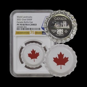 Chad. 2022, 500 Francs, Silver - NGC PF70 - Top Pop 🥇 Bottle Cap, Canada - Picture 1 of 6
