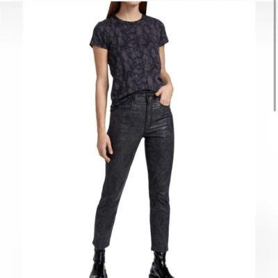 Rag & Bone womens Nina Coated Cigarette Jeans 31 Snake Foil High Rise 31x26 $255 - Image 1 of 4