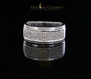 0.45 CT Real Diamond 925 Silver White Band Shine Men's Engagement Ring Size 11 - Picture 1 of 11
