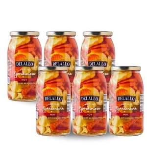 DeLallo Hot Giardiniera, 25.5 Ounce Jar, Spicy Hot Mixed Vegetables (6-Pack) - Picture 1 of 10