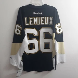 REEBOK NHL PITTSBURGH PENGUINS MARIO LEMIEUX BLACK PREMIER JERSEY SIZE MEDIUM - Picture 1 of 2