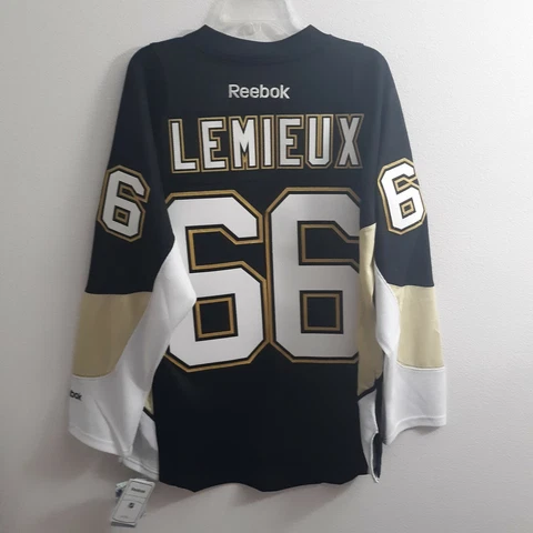 REEBOK NHL PITTSBURGH PENGUINS MARIO LEMIEUX BLACK PREMIER JERSEY SIZE LARGE Cover