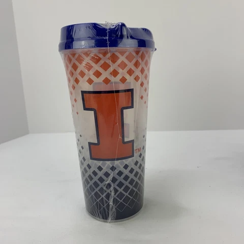 Whirley Cup Illinois College Mug Cup Glass Sealed New 8.25” Tall Cover
