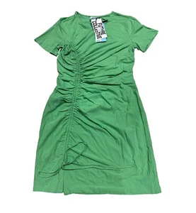 Women's Short Sleeve Side Shirred Mini Bodycon Dress - Future Collective Green M - Picture 1 of 2
