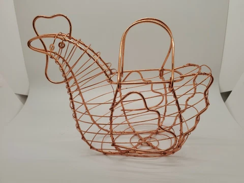 Copper Tone Chicken Wire Basket with Handles Farm Decor Farmhouse Primitive Cover