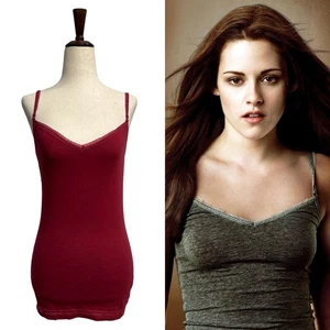 RARE Hollister Shelf Bra V Neck Cami Tank Top Red L ASO Bella Swan - Picture 1 of 10