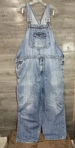 Vtg Craftsman Bib Overalls Cargo Style Light Wash Men 44x30 Workwear Ranch Wear - Picture 1 of 15