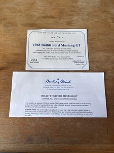 1/24 Certificate For Danbury Mint Ford Mustang 1968 Bullitt - Picture 1 of 1
