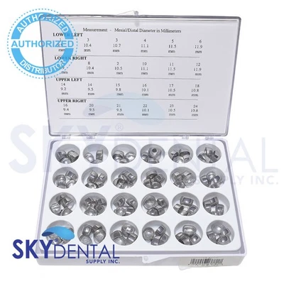 SKY CHOICE Dental Aluminum Temporary Molar Crown Kit (96pcs) *** size #1-24