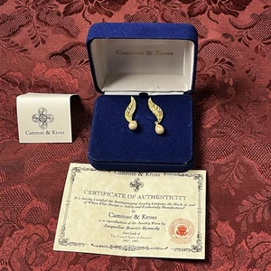 Perlen und Gold Ohrhänger Jbk Camrose und Kross Jacqueline Bouvier Kennedy - Bild 1 von 16
