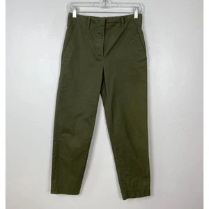 COS Olive Green Cropped Utility Pants Elastic Waist Straight Leg Size EU 34 - Picture 1 of 9