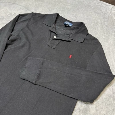 De Colección Polo Ralph Lauren Niños Manga Larga Polo Talla 10-12 Negro Con Poni Rojo Foto 1 de 4