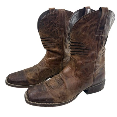 Ariat Circuit Patriot Botas Occidentales Hombres Talla 12D Marrón Cuero Puntera Cuadrada Bandera Foto 1 de 4