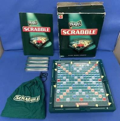 Vintage Travel Scrabble Family Game Hardcase Clip on Tiles Mattel 2001 Complete - Image 1 of 4