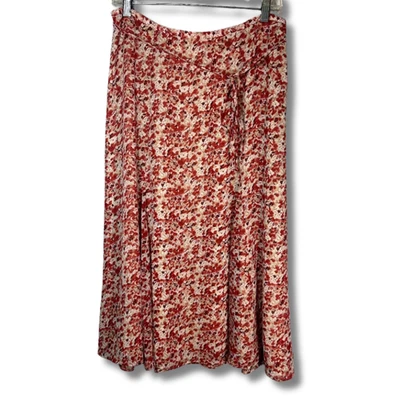 RENA ROWAN Mujer 10 Falda Floral Cabaña Campesina Fluida Rosa Blanco Rojo BOHO L Foto 1 de 4