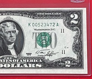 1976 $2 TWO DOLLAR BILL ( DALLAS K ) UNCIRCULATED - Picture 1 of 3