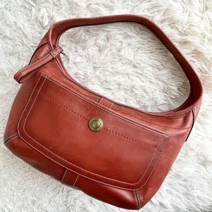 COACH 10740 Leather One-Shoulder Bag Half Moon Gold Hardware, Bordeaux, Women's - Picture 1 of 24