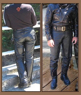 LANGLITZ БРЮКИ - МОТОЦИКЛИСТА КОЖИ WESTERN JEAN СТИЛЬ ADJ. РАЗМЕР 32 «до 35» $652. - Изображение 1 из 4