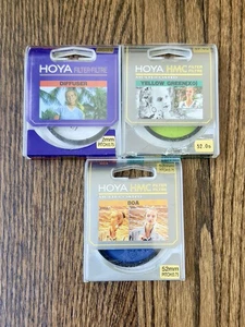 New Hoya Camera Filters Set of 3 52mm Diffuser Multi coated 80a Yellow Green Xo - Picture 1 of 1