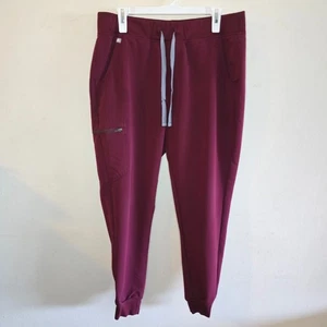 FIGS High Waisted Zamora Jogger Scrub Pants Women’s Large Burgundy FIONx Stretch - Picture 1 of 14
