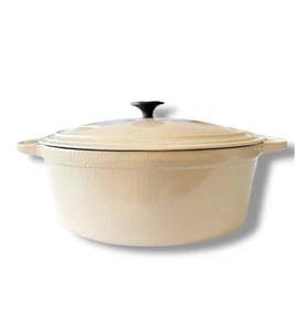 Martha Stewart Cast Iron 7 Quart Dutch Oval Casserole Enameled Off White Heavy - Picture 1 of 12