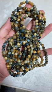 wholesales 14pcs 6mm Natural yellow blue tiger eye bracelet - Picture 1 of 1