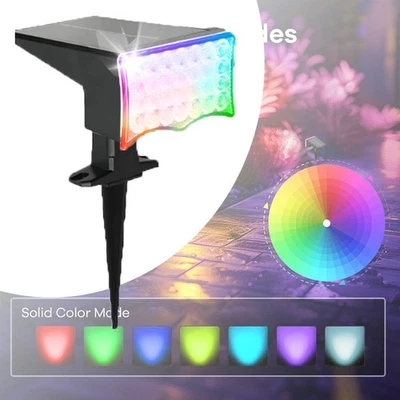 RGB LED Solarleuchte Strahler Solarstrahler Gartenlampe Spot Licht Außen DHL - Bild 1 von 4