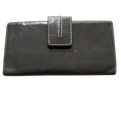 Cartera KENNETH COLE Vintage Cuero Negro Doble Pliegue Multi Bolsillo 3.25x6.5 Clásica Foto 1 de 4