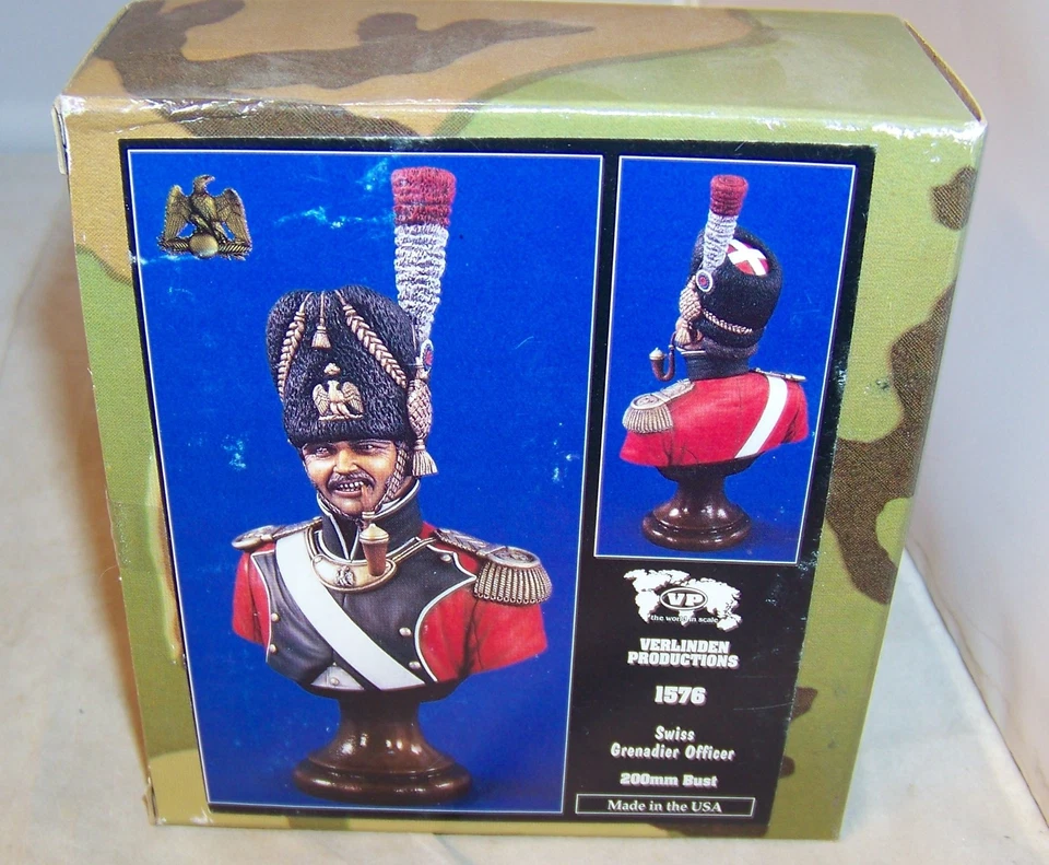 VERLINDEN 200MM 1/9 NAPOLEONIC SWISS GRENADIER OFFICER SOLDIER RESIN BUST 1576 - Image 1 of 1