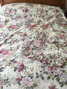 Vintage Poly Cotton Duvet Set Chintz Floral On Cream Queen, King Size - Picture 1 of 4