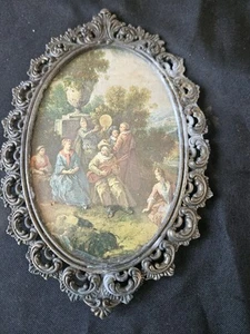 Vintage Ornate Silk Italian Metal Frame Victorian Painting Original - Picture 1 of 11