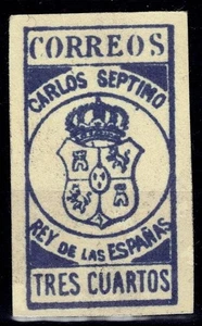 3 cuartos nuevo * Carlos VII Rey de las Españas sello de España - Imagen 1 de 2