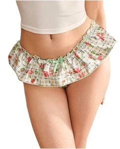 Romantic Floral Ruffle Coquette Thong Low Rise Booty Panty S Cottagecore Cosplay - Picture 1 of 4