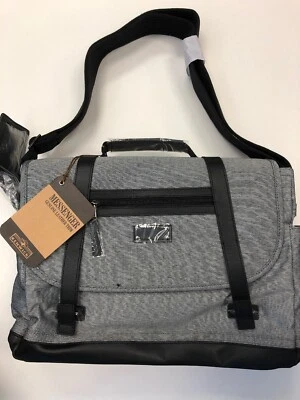 Bolso de hombro mensajero Renwick de lona y cuero tratado con RFID (GRIS) Foto 1 de 4