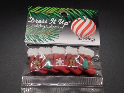 Dress it up Holiday collection Shank back stocking buttons 5 pcs - Image 1 of 2