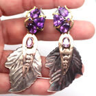 Mother Of Pearl & Purple Amethyst Two Design Earrings 925 Sterling Silver