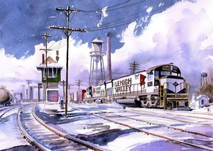 LVR Snowbirds. Lehigh Valley RR #636, Allentown, PA. James Mann Zug Kunstdrucke - Bild 1 von 2
