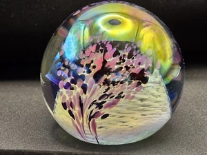 Vintage Iridescent Mount St Helens Ash 1984 Art Glass Paperweight Signed 3" - Picture 1 of 9