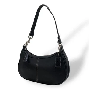 Vintage COACH 7593 Hampton Demi Shoulder Bag / Hobo Bag -Black Leather - Picture 1 of 11