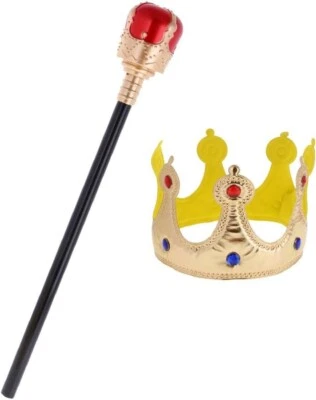 Kids Royal Crown & Scepter Costume Fancy Dress Accessories Set SOLD AS SHOWN - Image 1 of 4
