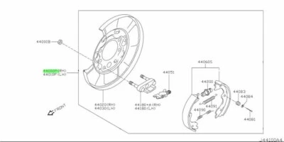 MONTAJE DE FRENO ORIGINAL NISSAN OEM, ESTACIONAMIENTO TRASERO DERECHO Foto 1 de 2