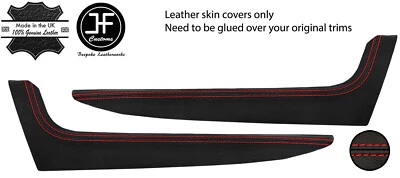 RED STITCH 2X DOOR POCKET TRIM LEATHER COVERS FITS SMART ROADSTER 452 03-05 - Image 1 of 2