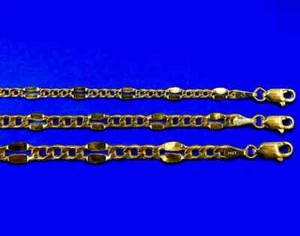 14K Yellow Gold 3mm-5mm SOLID Mirror Figaro Bracelet Chain Real 3mm-5mm 7"-9" - Picture 1 of 8
