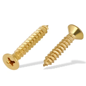 M3 M3.5 M4 M5 M6 Brass Phillips Countersunk Head Self Tapping Screw Wood Screws - Picture 1 of 40