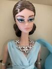 Silkstone Gold Label Bfmc Poseable Blue Chiffon Barbie Doll & Necklace